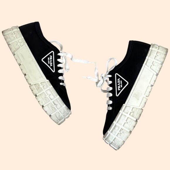 Prada Shoes - Prada Double Wheel Sneakers Black